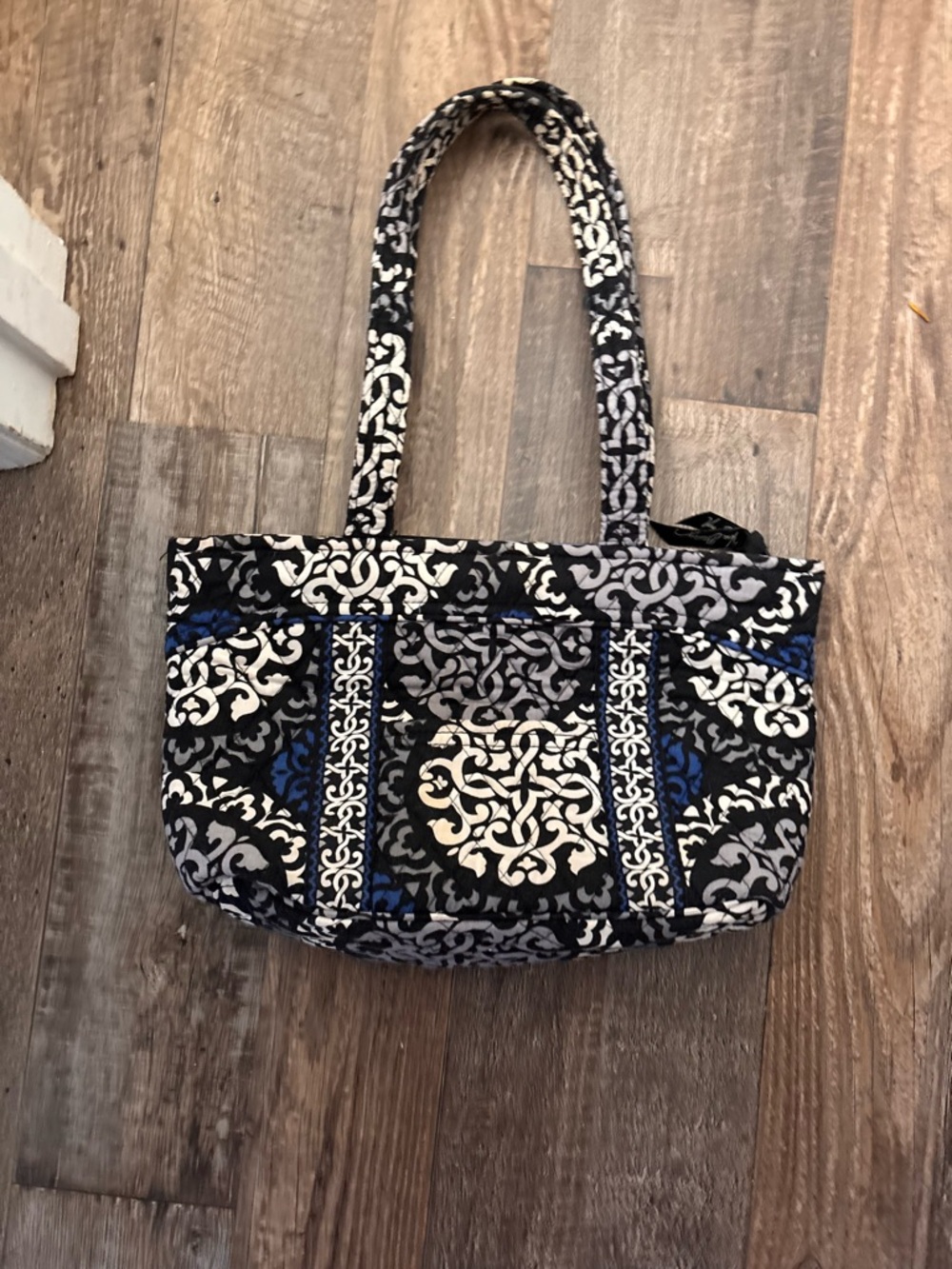 Vera Bradley Black, White & Blue Quilted Mini Tote
